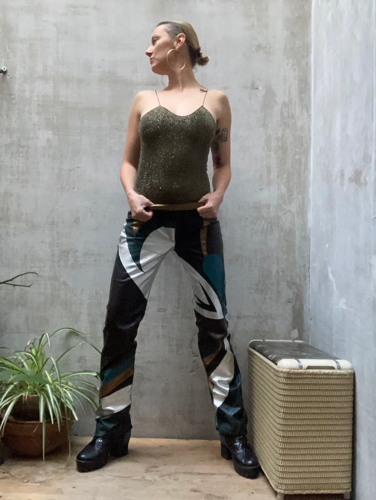 Pantalon patchwork de cuir métallisé - Dolce Gabbana