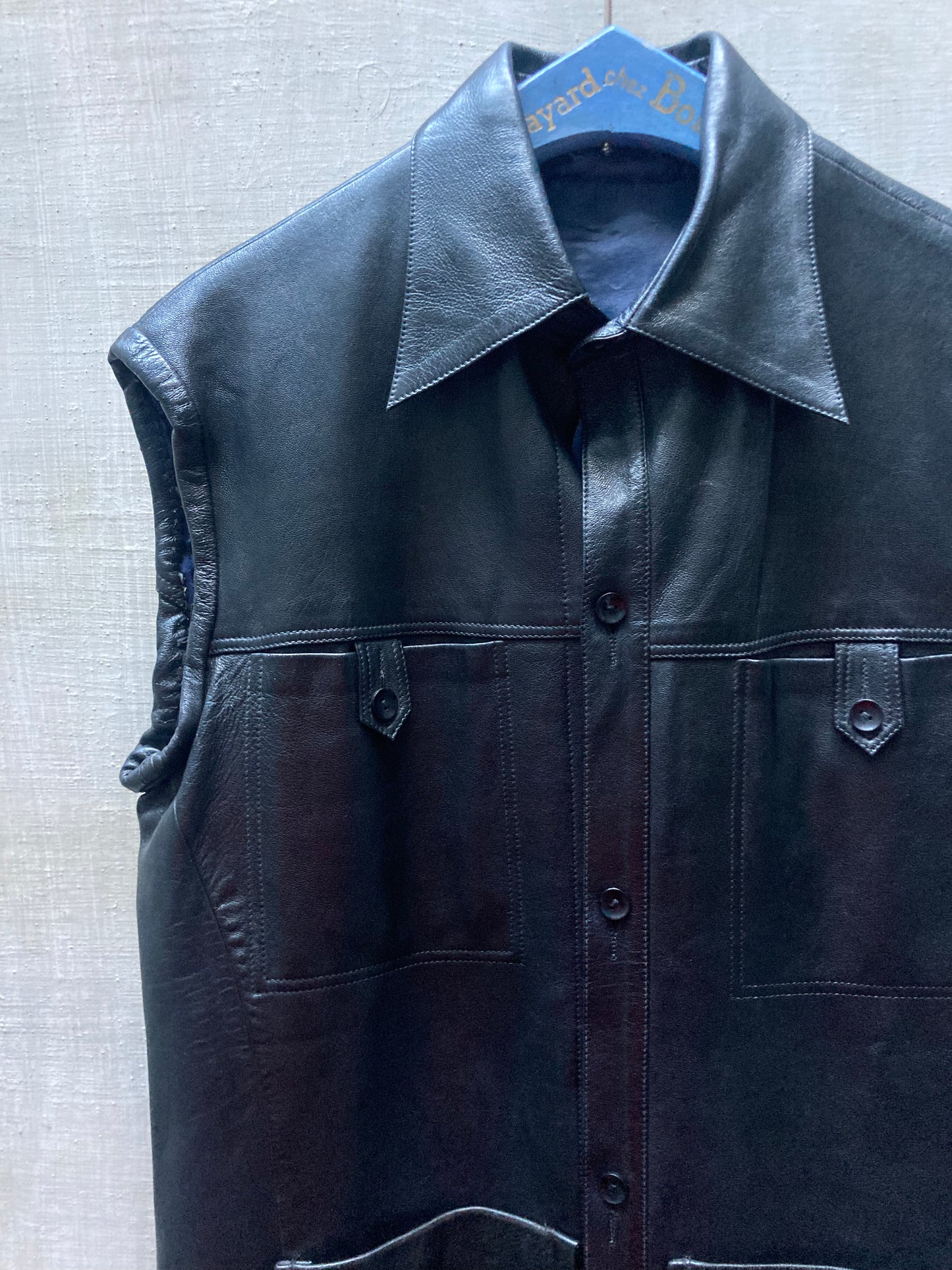 Gilet cuir sans manches 1970