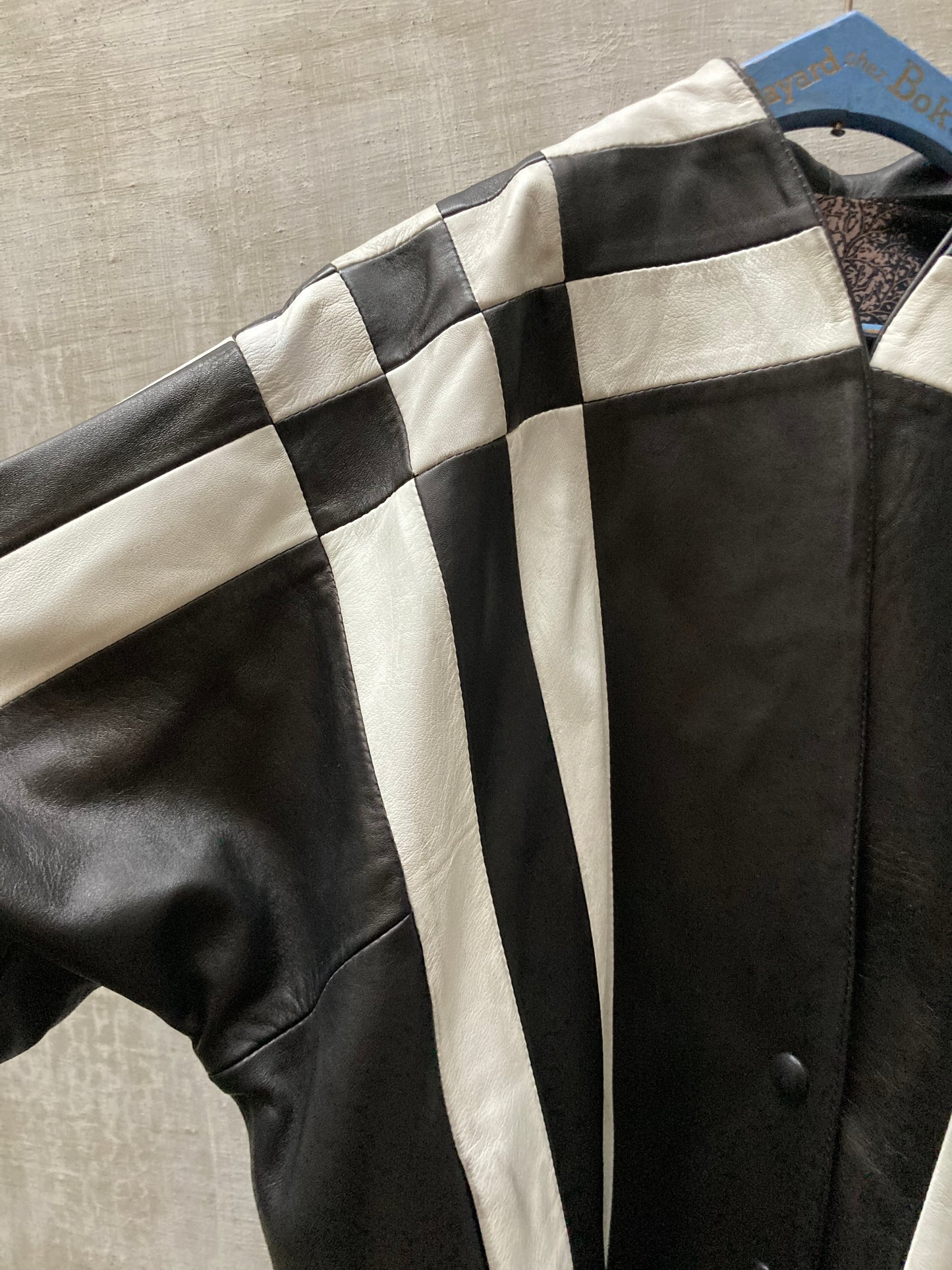 Veste cuir damier 1980