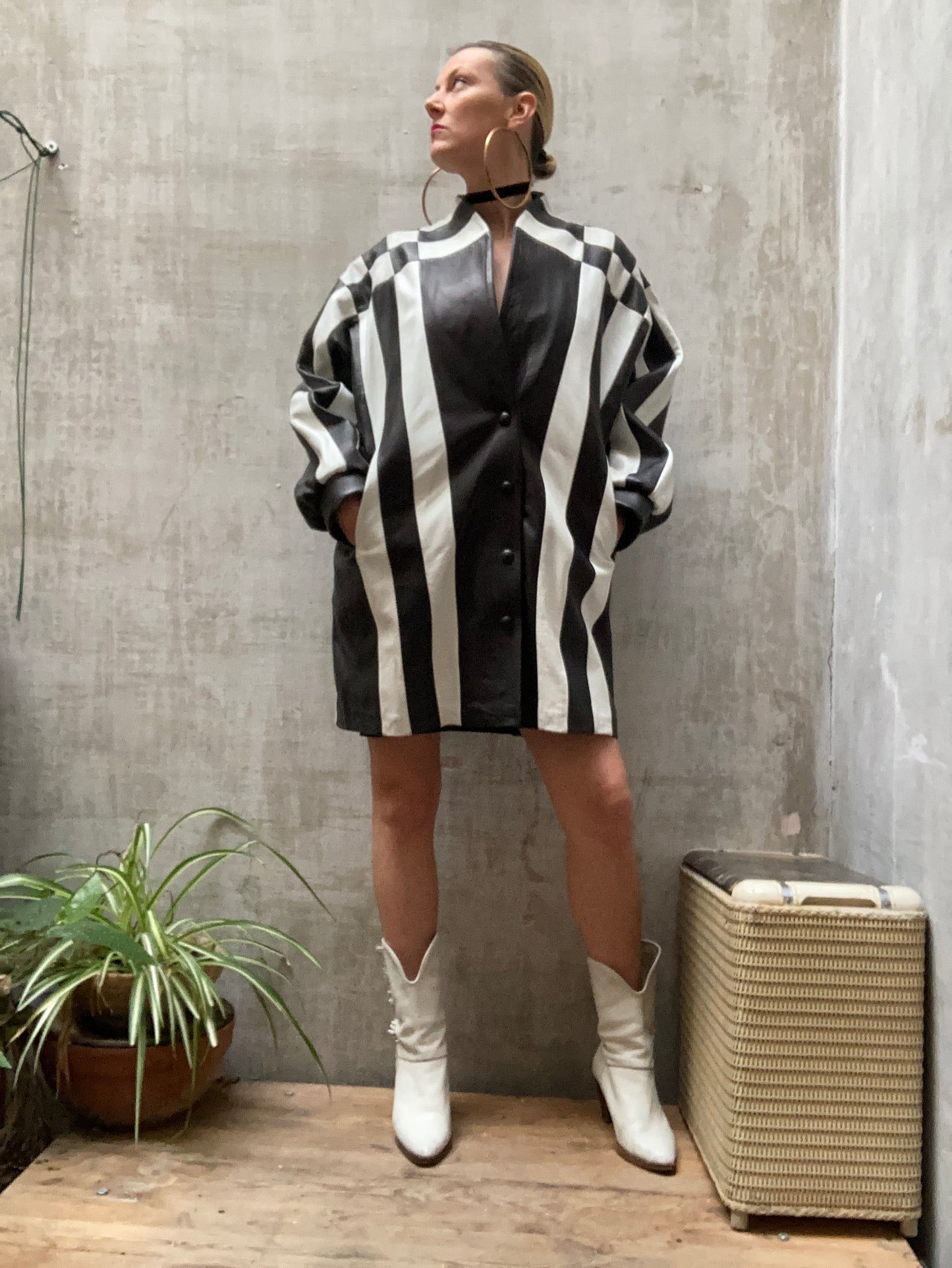 Veste cuir damier 1980