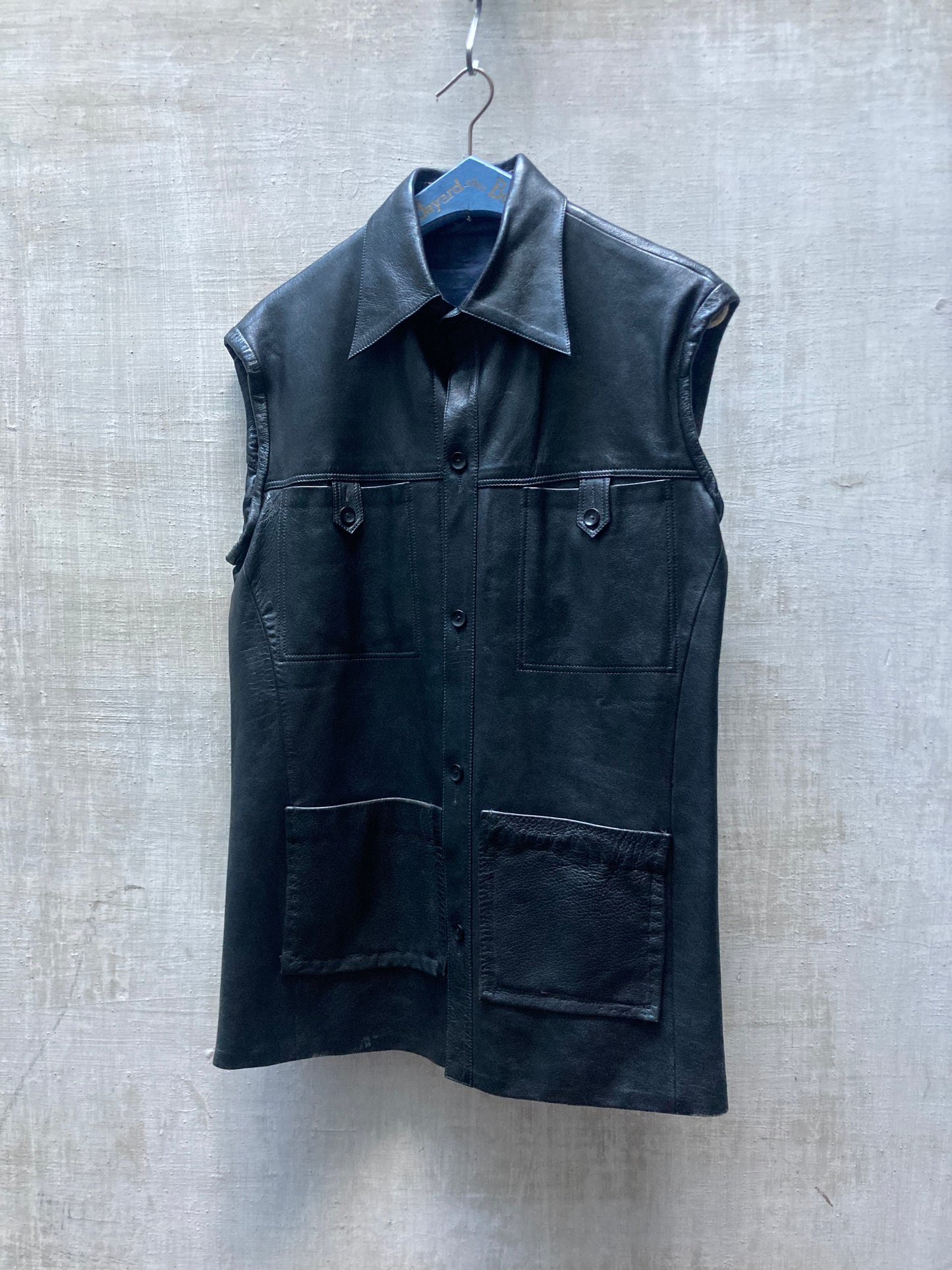 Gilet cuir sans manches 1970