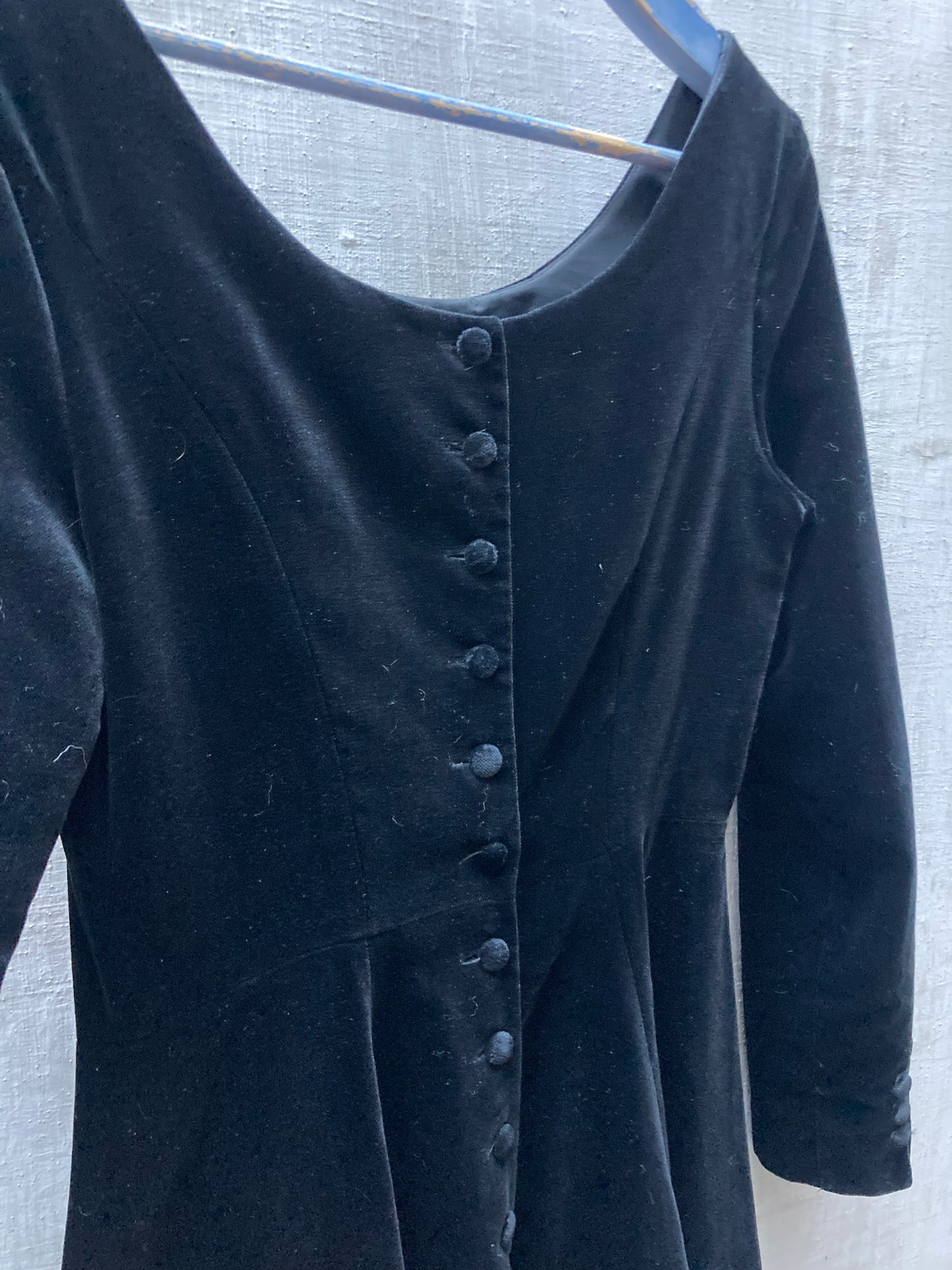 Robe velour noir - Laura Ashley - 1980