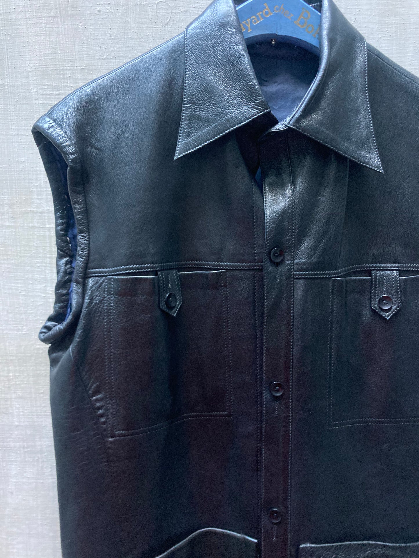 Gilet cuir sans manches 1970