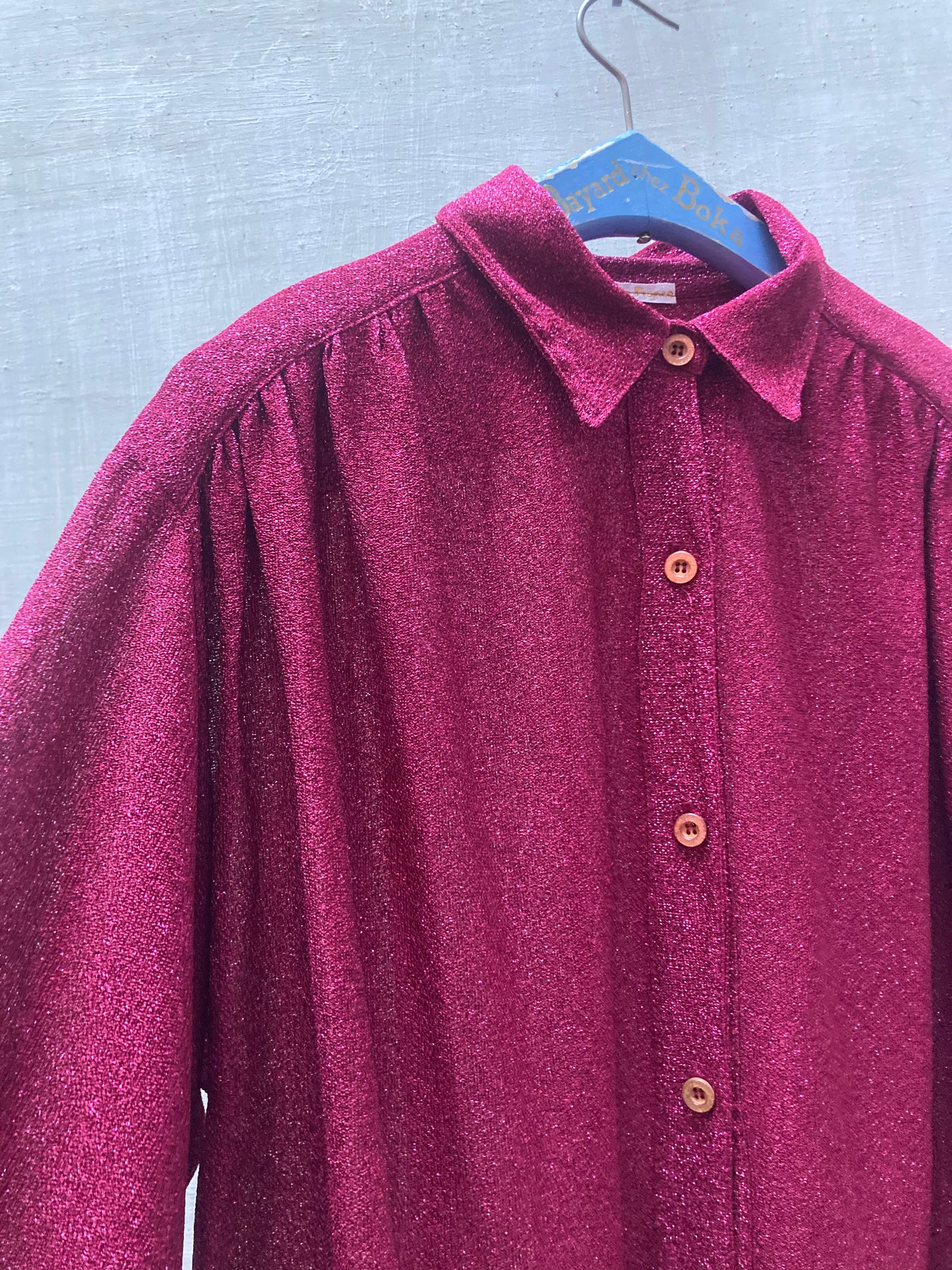 Blouse lurex framboise - Colette Nivelle - 1970-80s