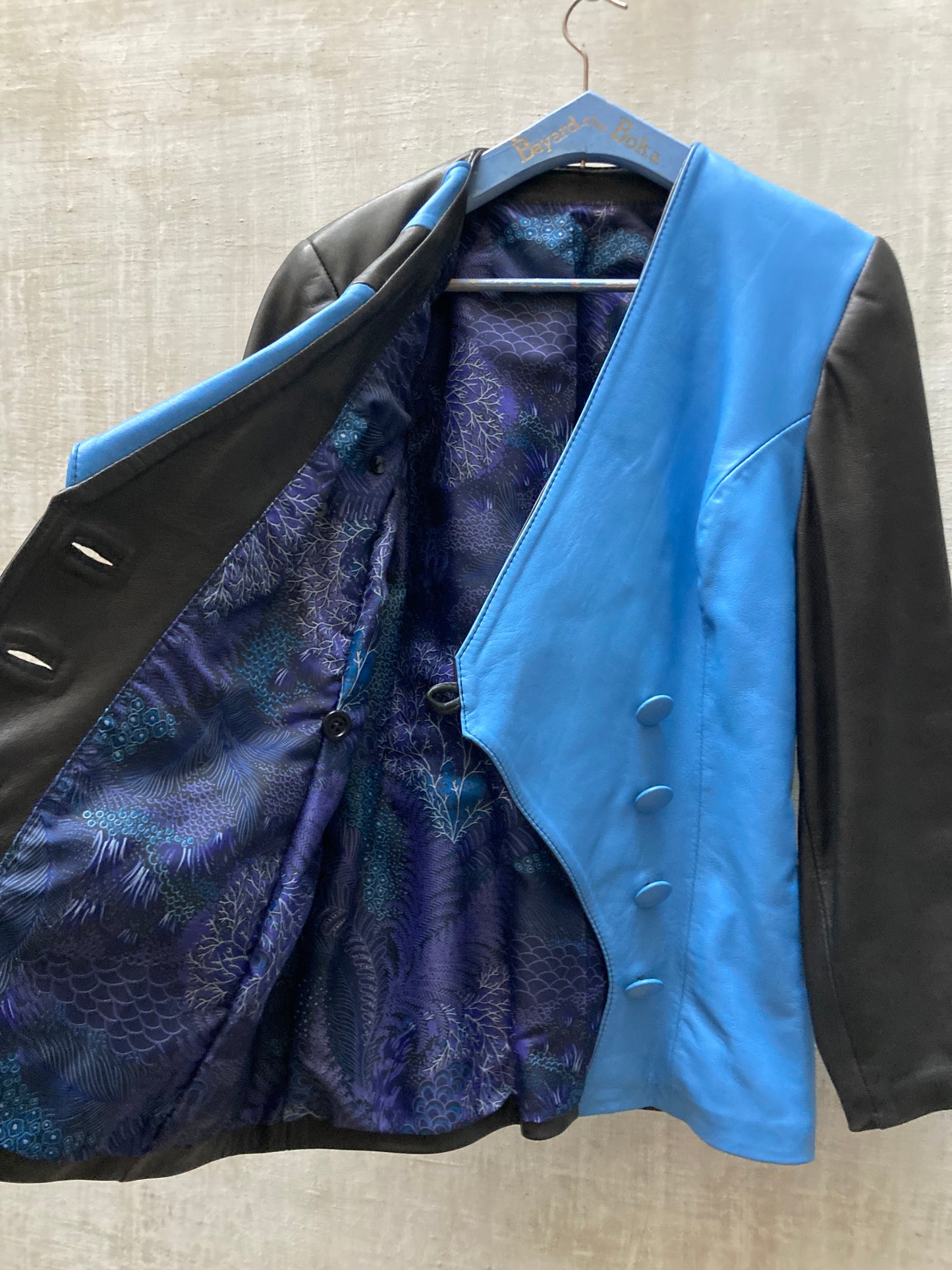 Veste cuir bicolore - deadstock 1980