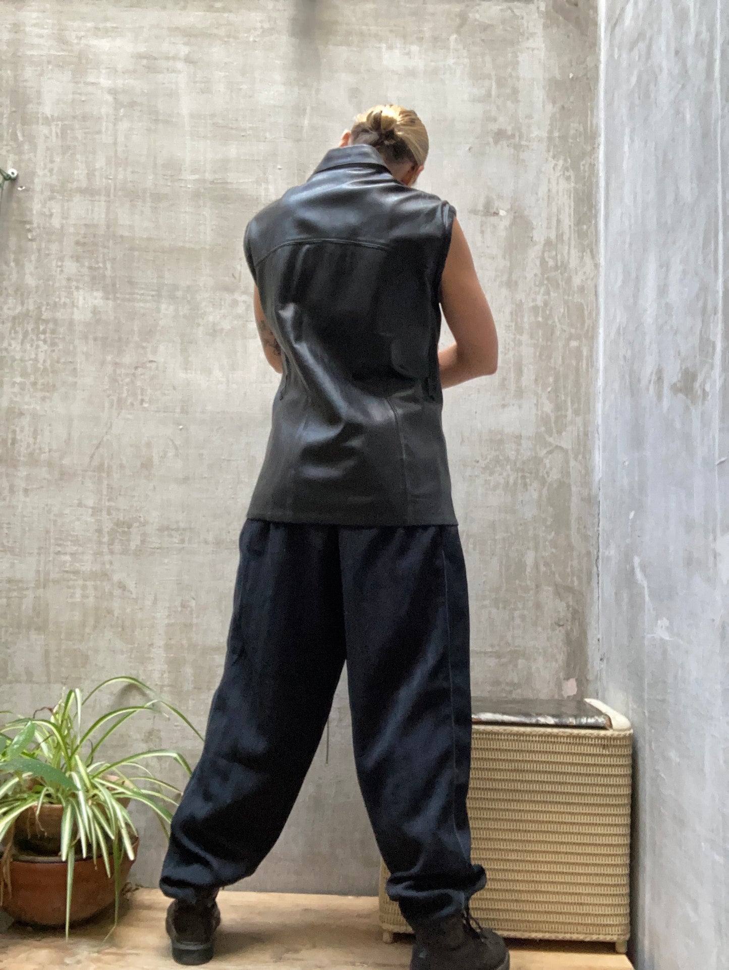 Gilet cuir sans manches 1970