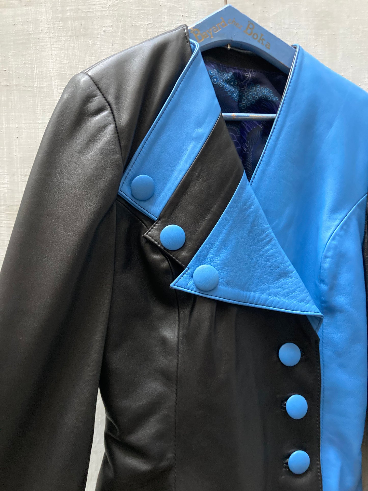 Veste cuir bicolore - deadstock 1980