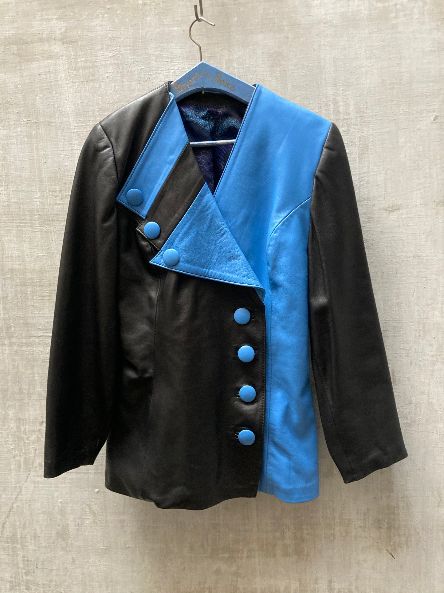 Veste cuir bicolore - deadstock 1980