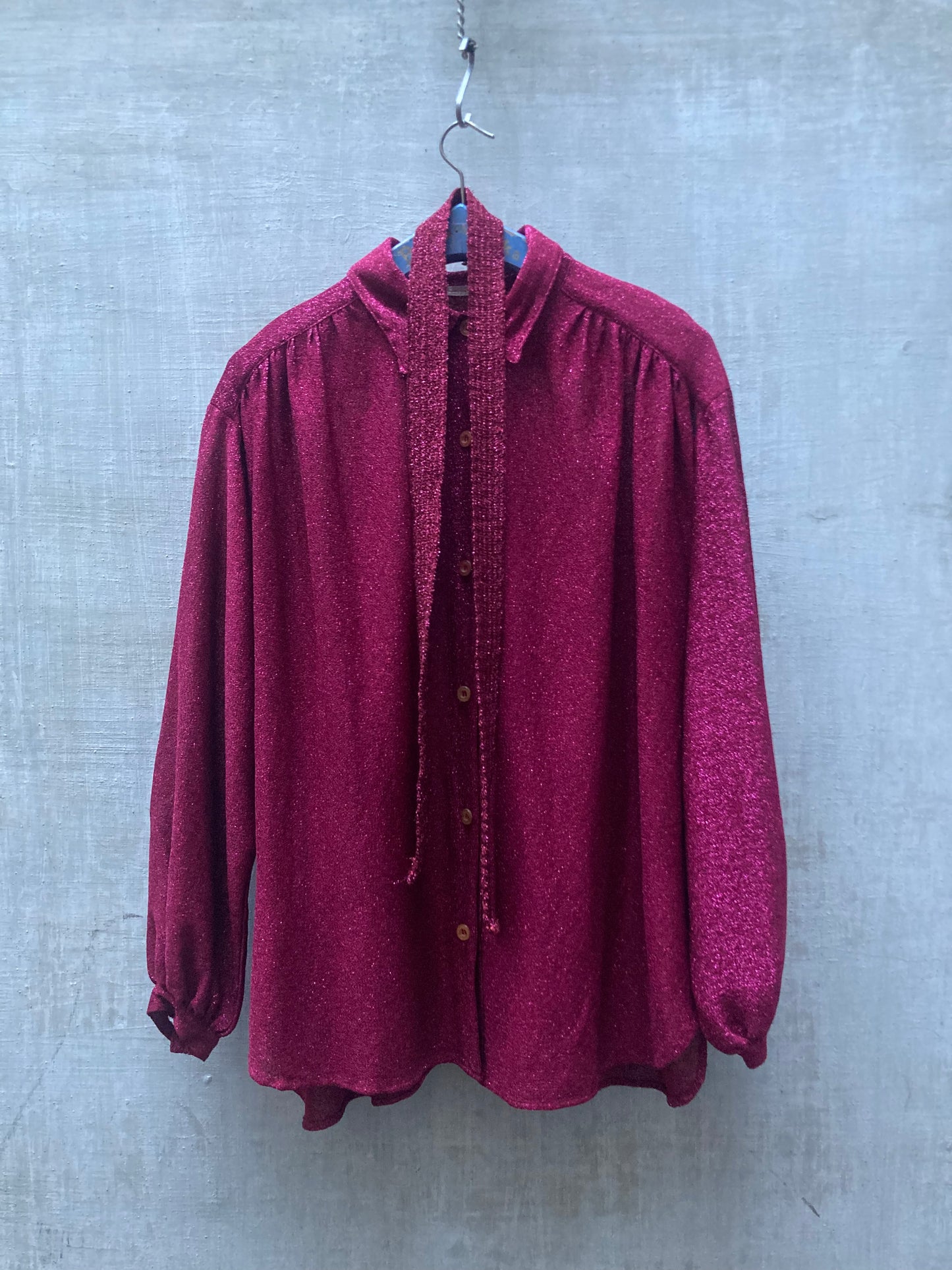 Blouse lurex framboise - Colette Nivelle - 1970-80s