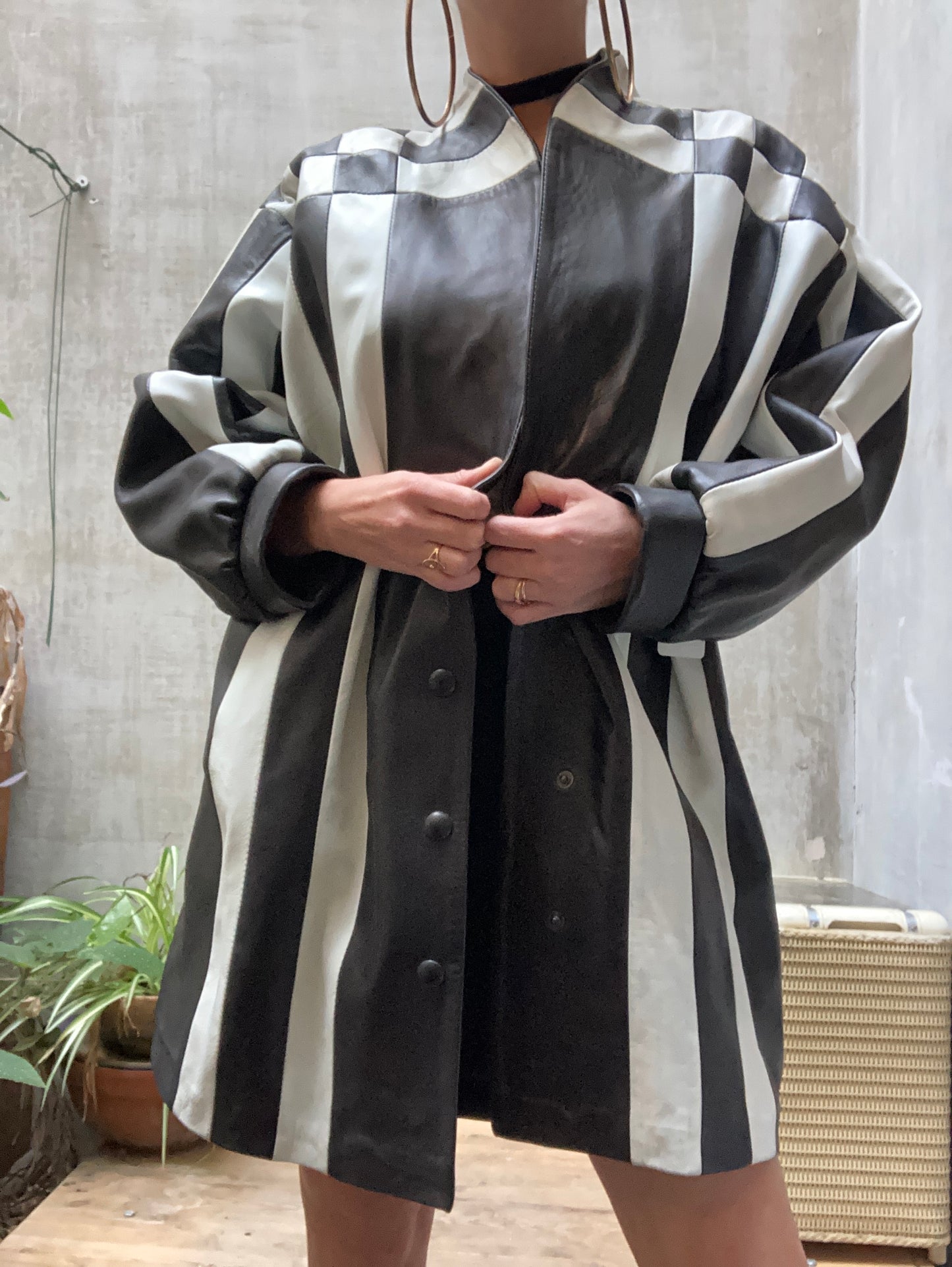 Veste cuir damier 1980
