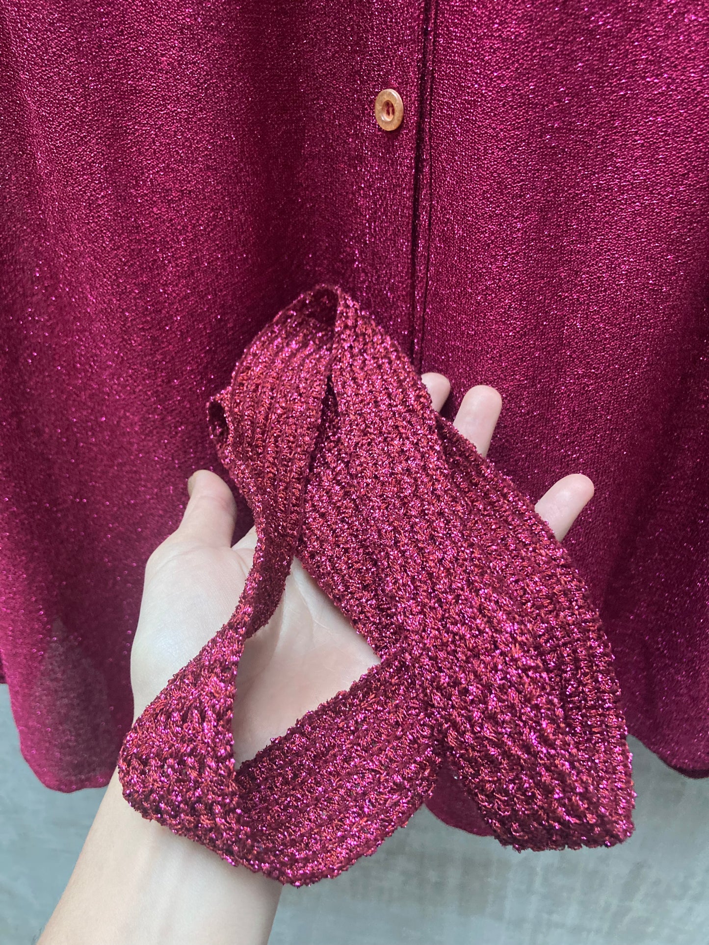 Blouse lurex framboise - Colette Nivelle - 1970-80s