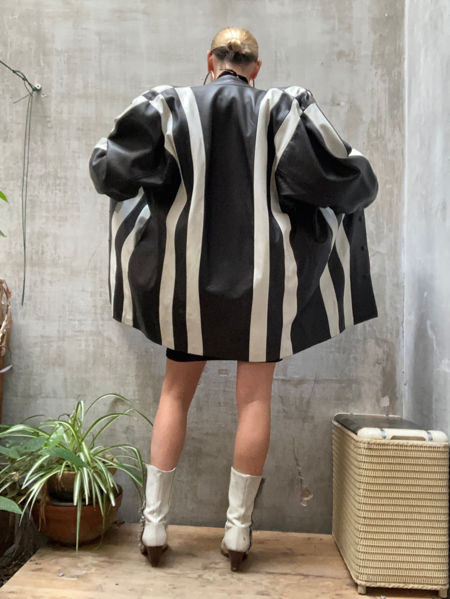 Veste cuir damier 1980