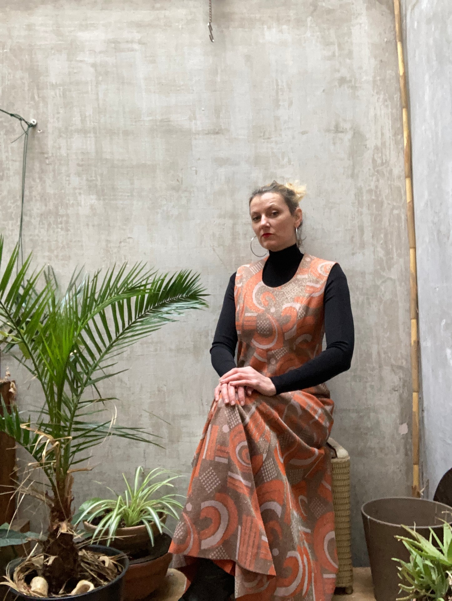 Robe longue lurex 1970