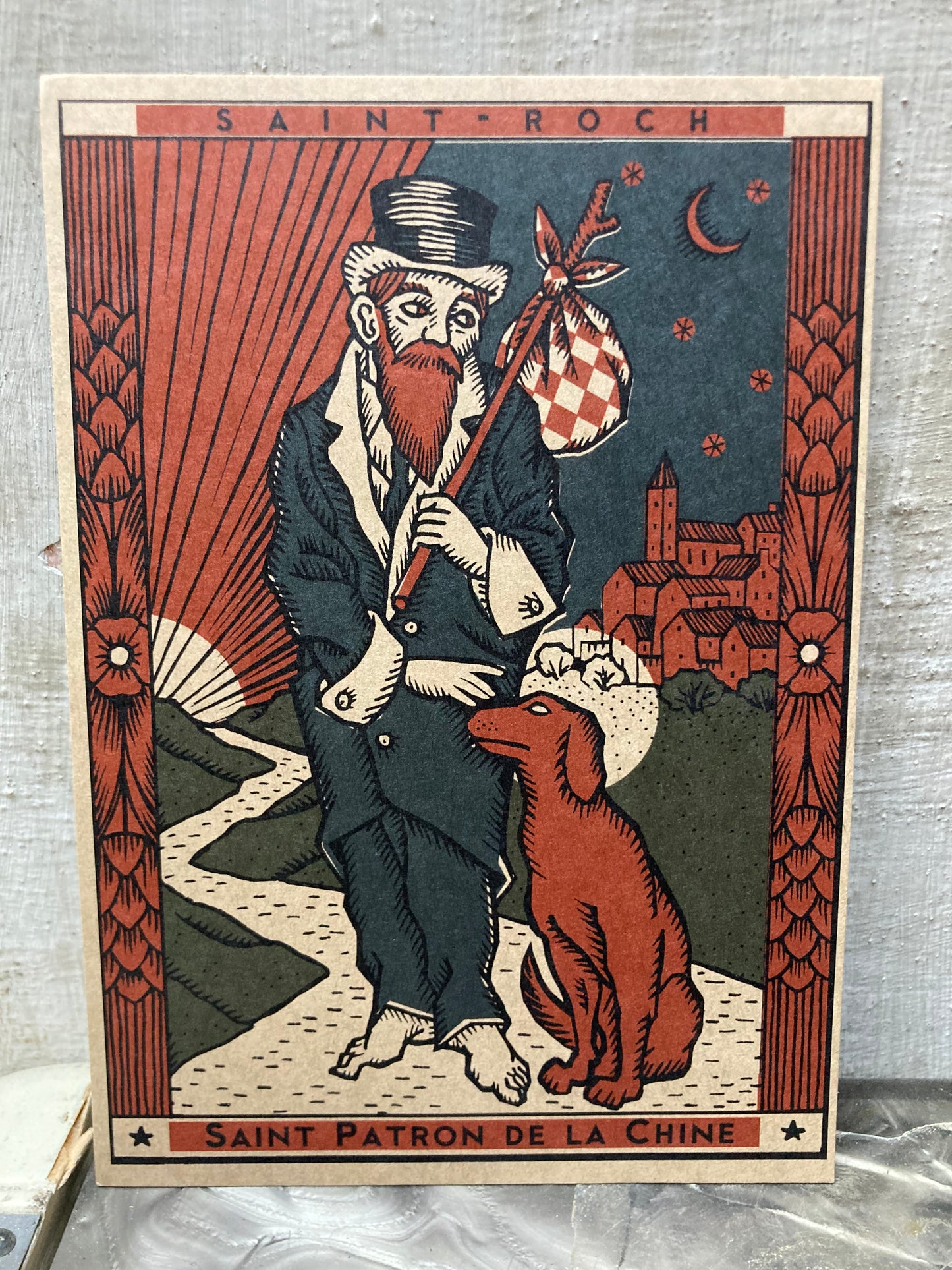 Carte postale porte bonheur des chineurs