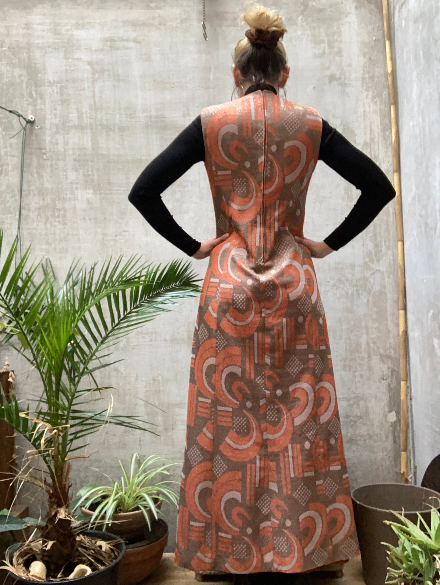 Robe longue lurex 1970