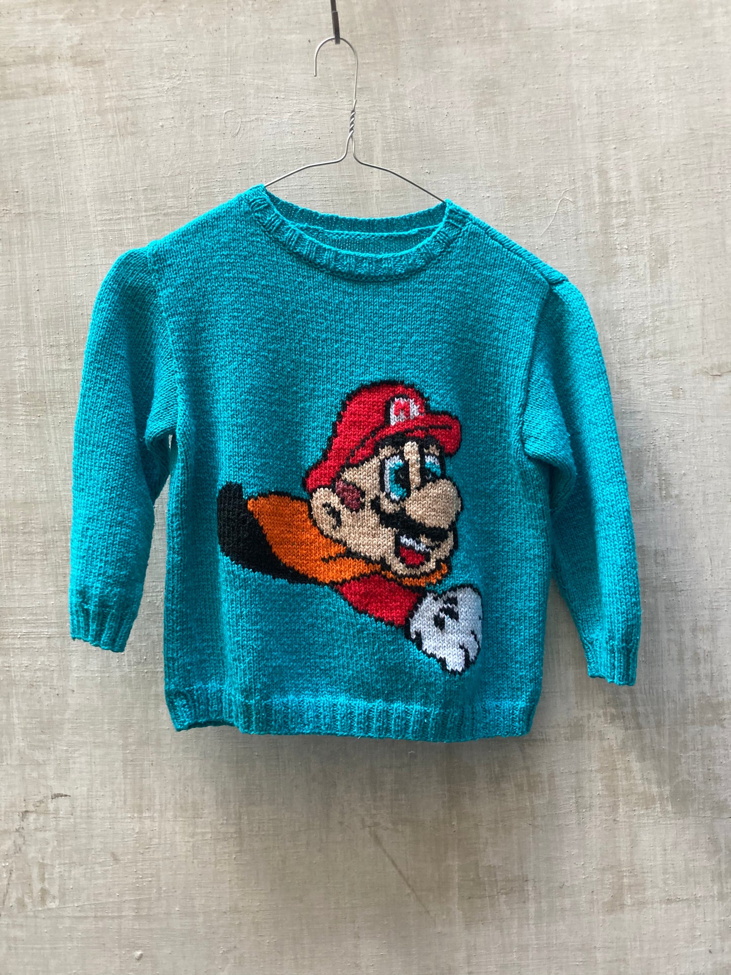 Pull Mario Bros tricoté main