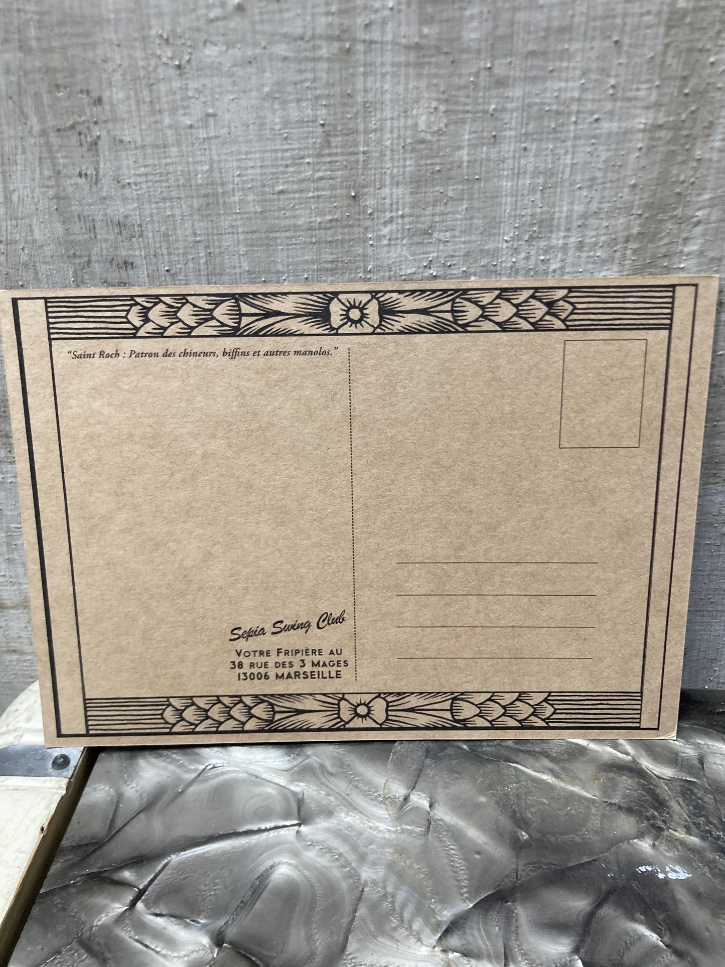 Carte postale porte bonheur des chineurs