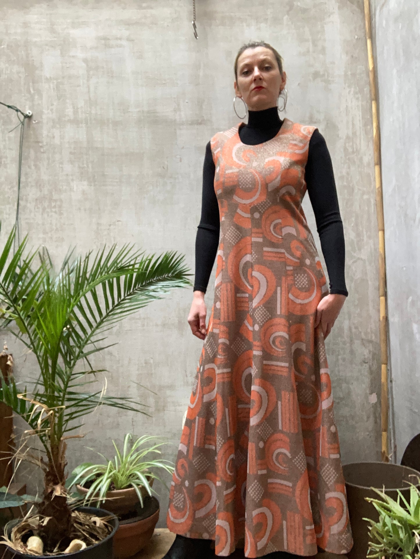 Robe longue lurex 1970